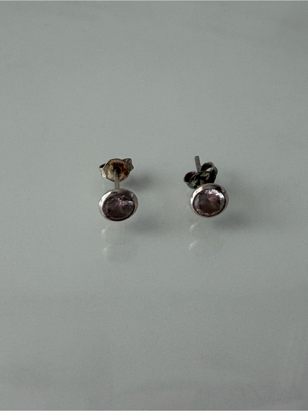 Sterling Silver Pink Gemstone Stud Earrings